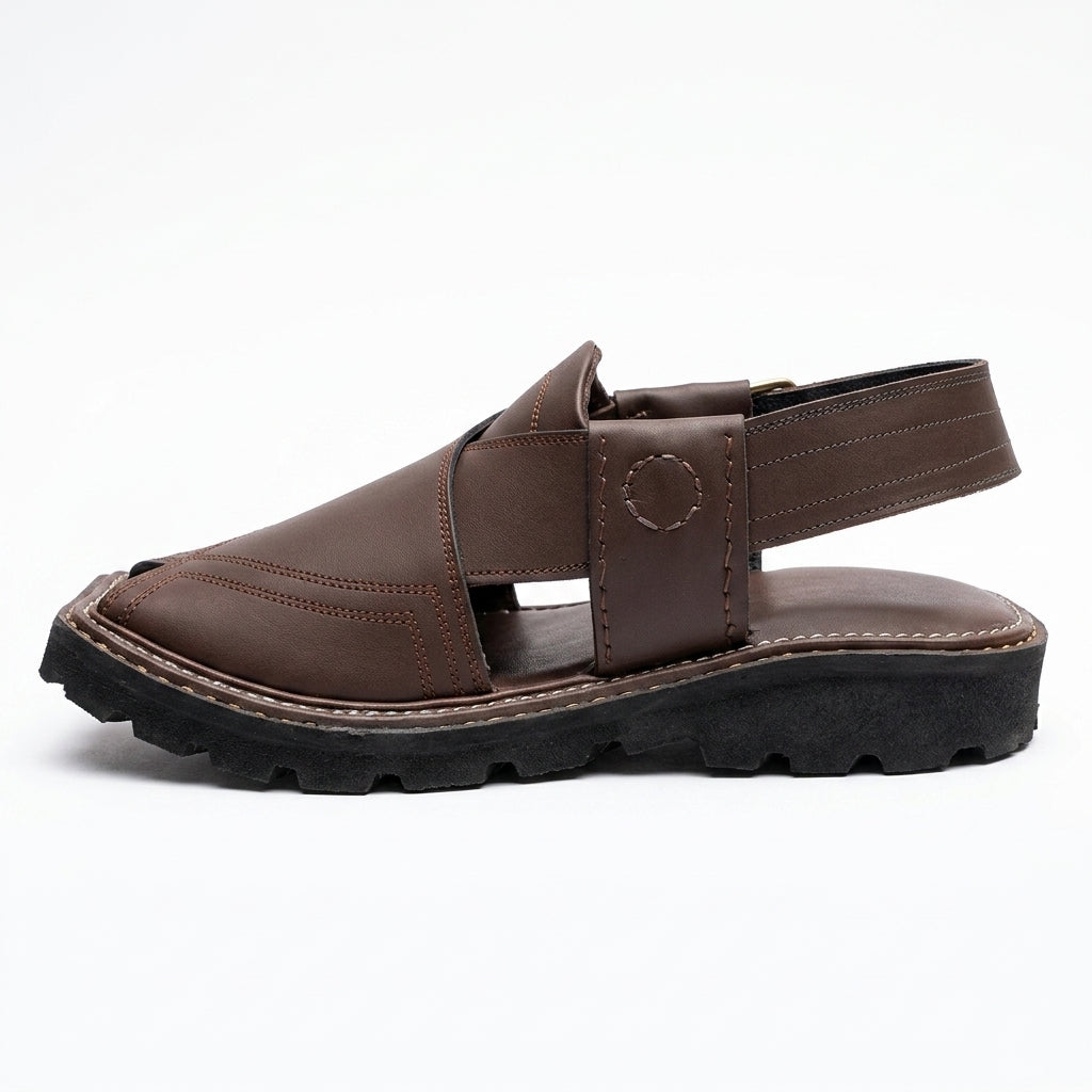 Men's Balochi Sandal in brown leather - detail