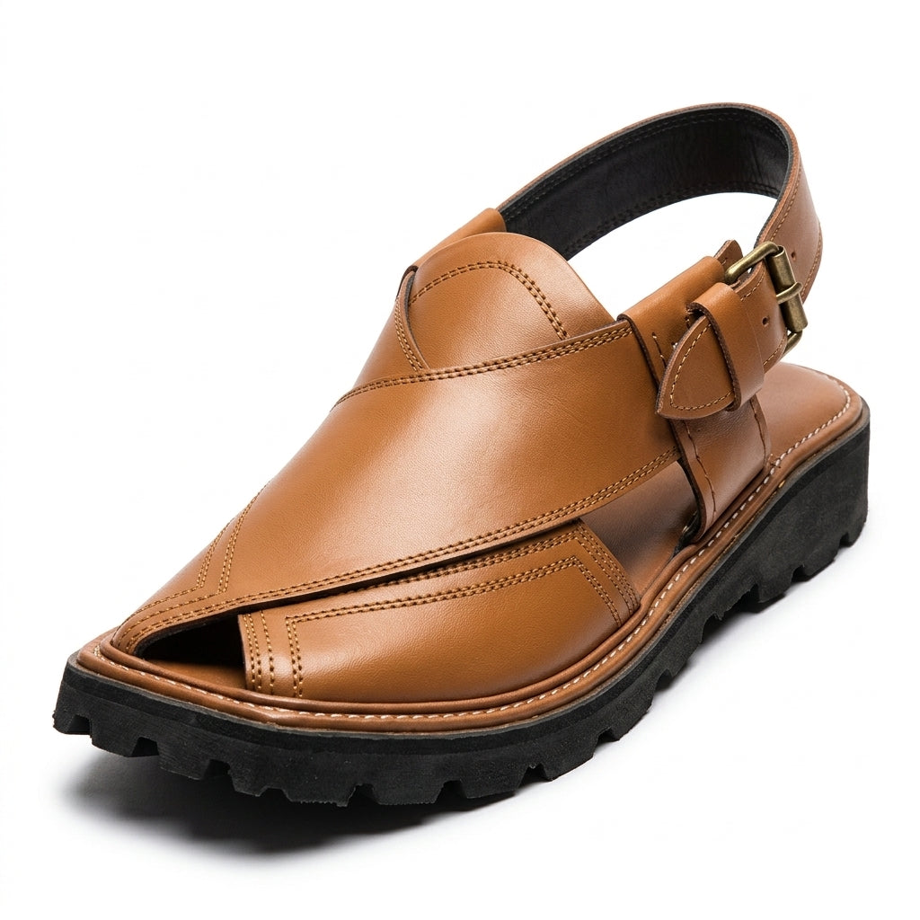 Men's Balochi Sandal in camel leather - detail
